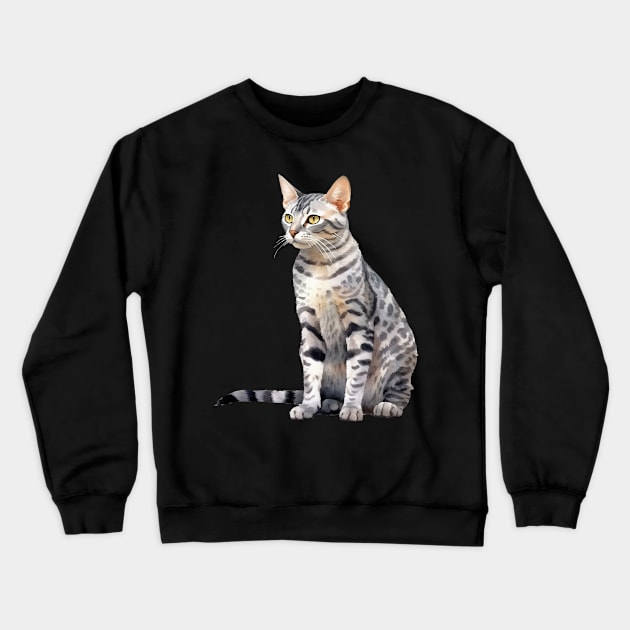 Egyptian Mau Cat Crewneck Sweatshirt by DavidBriotArt